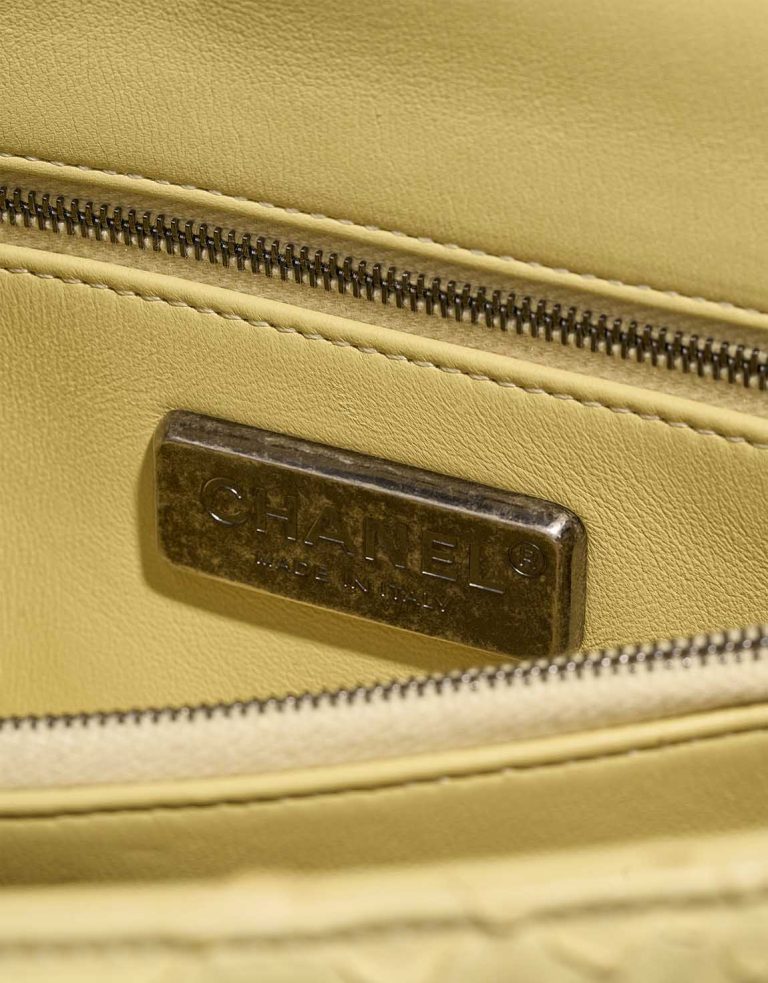 Chanel Timeless Handle Python Pastel Yellow Logo | Sell your designer bag