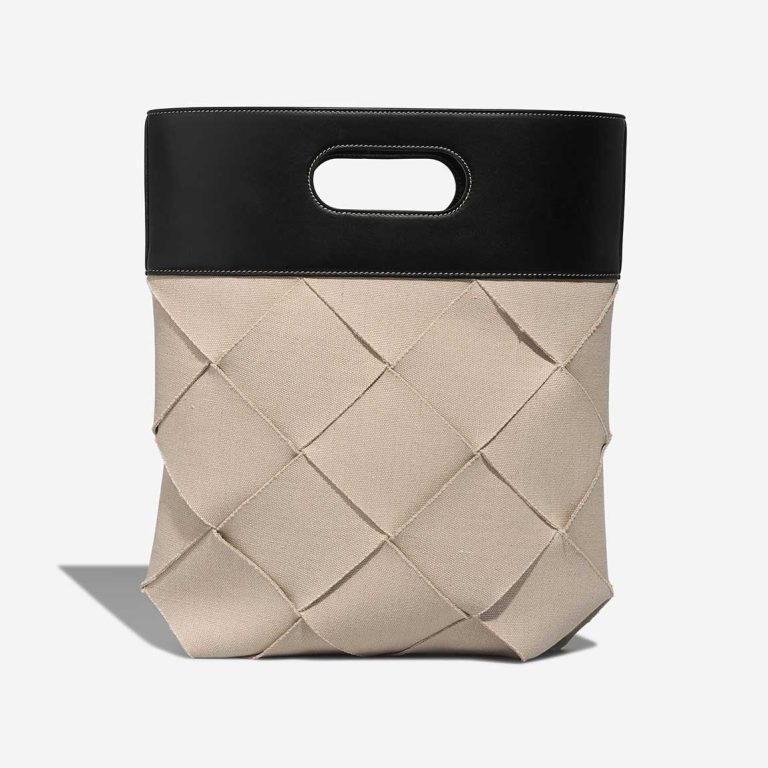 Bottega Veneta Slip Tote Kalbsleder / Canvas Naturel / Black Front | Verkaufen Sie Ihre Designertasche