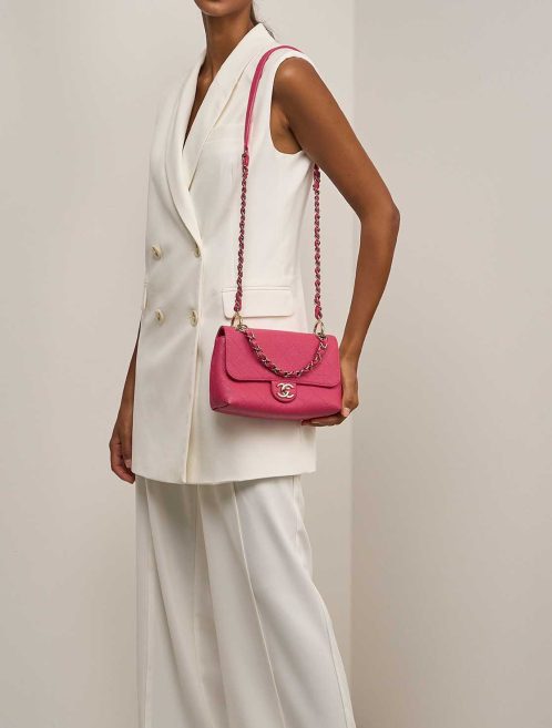 Chanel Timeless City Walk Small Caviar Pink on Model | Sell your designer bag