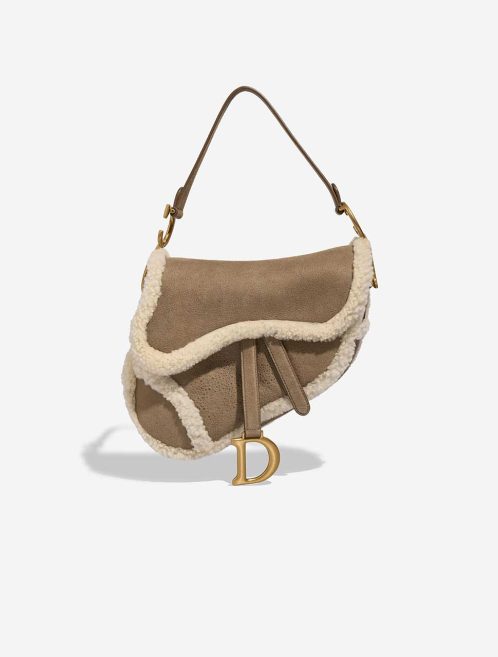 Dior Saddle Medium Shearling / Calf Brown / White Front | Sell your designer bag