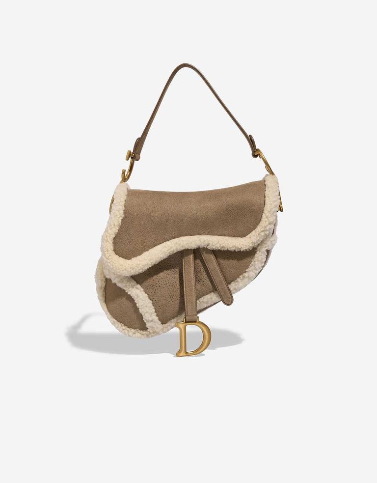 Dior Saddle Medium Shearling / Kalbsleder Braun / Weiß Front | Verkaufen Sie Ihre Designer-Tasche