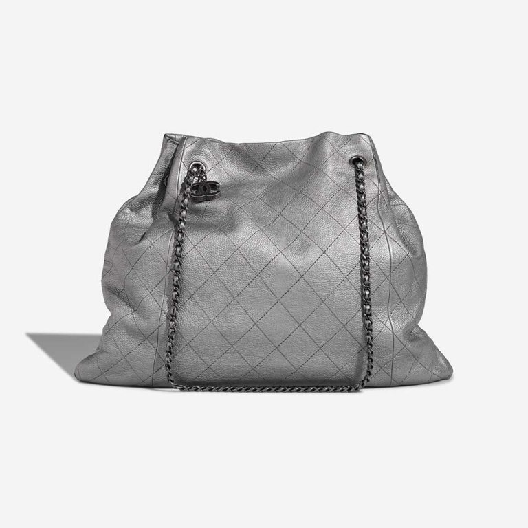 Chanel Drawstring Calf Grey Front | Sell your designer bag