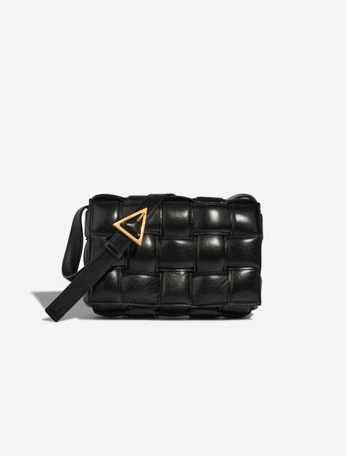 Bottega Veneta Cassette Medium Lammleder Schwarz Front | Verkaufen Sie Ihre Designer-Tasche