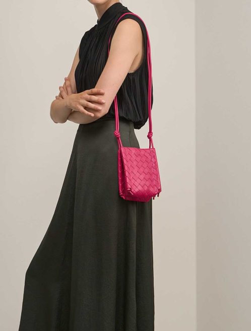 Bottega Veneta Crossbody Bag Mini Calf Pink on Model | Sell your designer bag