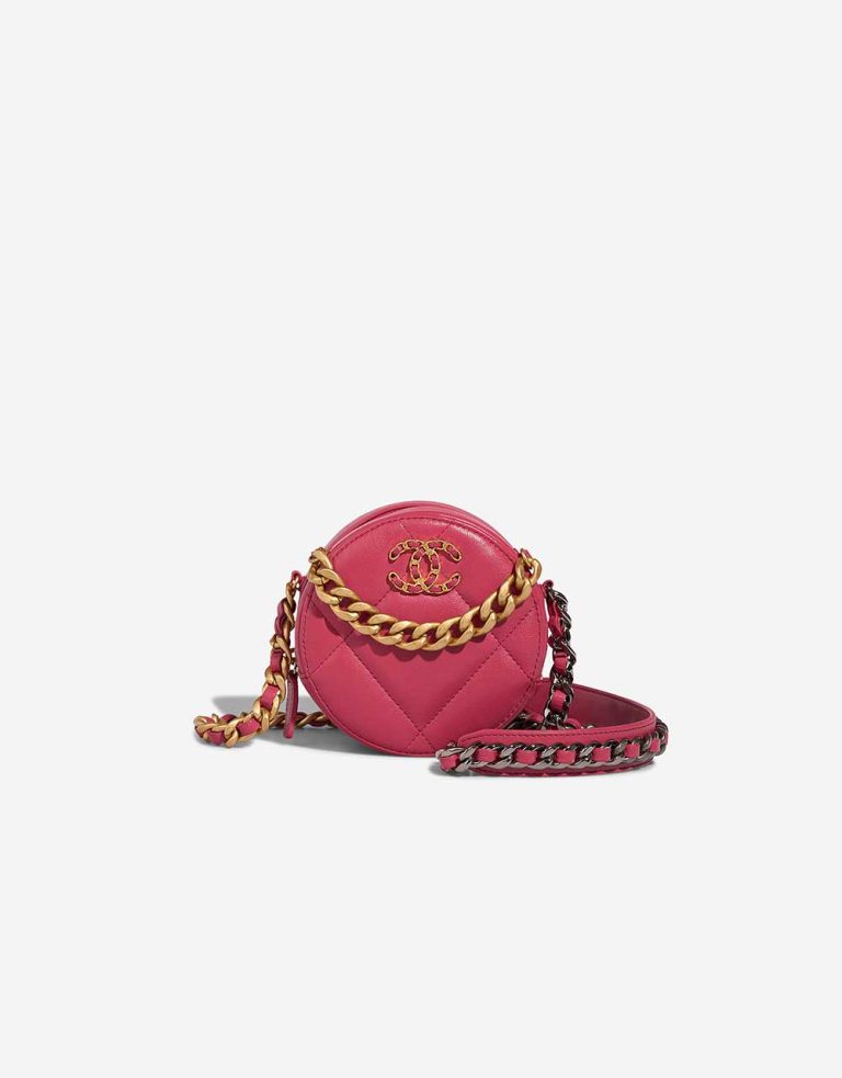 Chanel 19 Pochette ronde Agneau Rose Front | Vendez votre sac de créateur