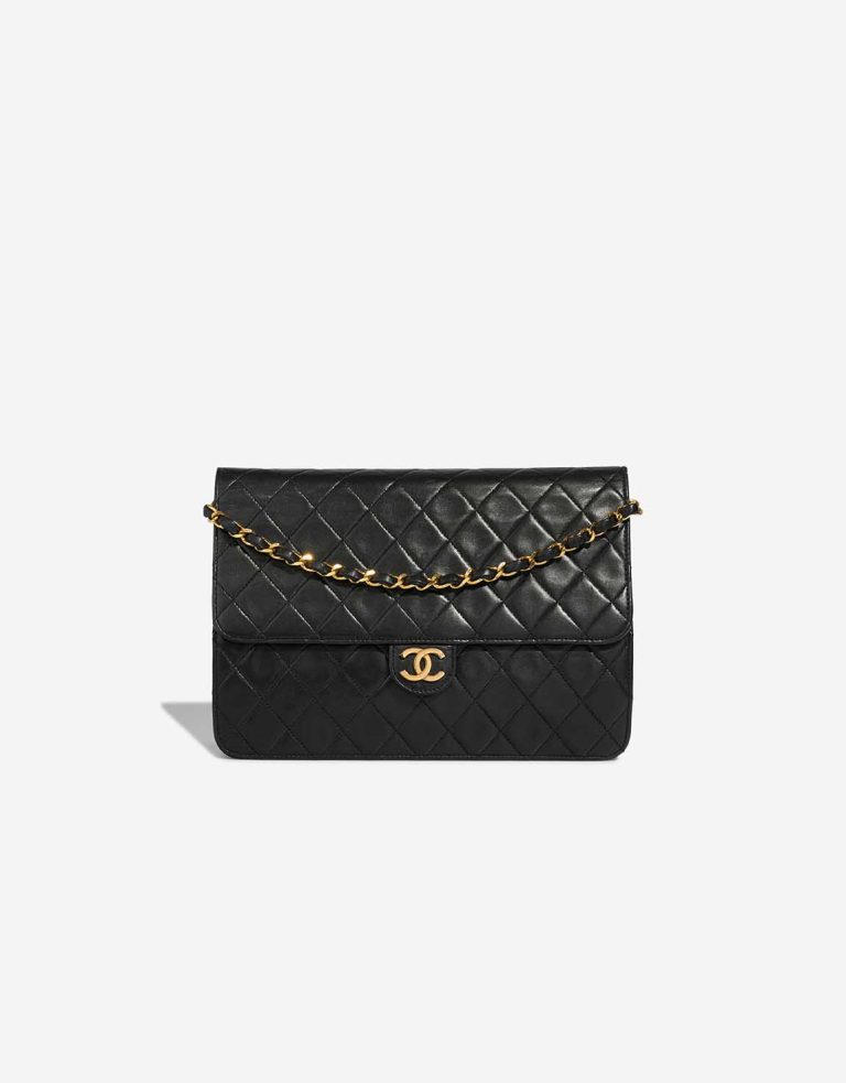 Chanel Timeless Medium Lammleder Schwarz Front | Verkaufen Sie Ihre Designer-Tasche