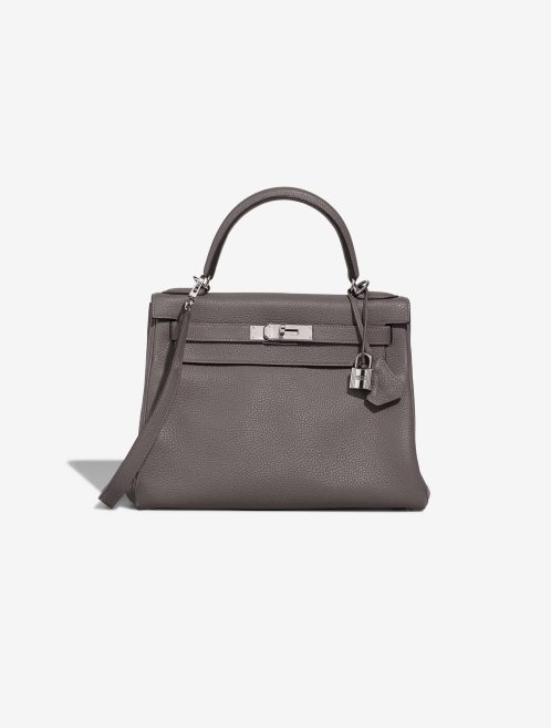 Hermès Kelly 28 Clémence Gris Meyer Front | Verkaufen Sie Ihre Designer-Tasche