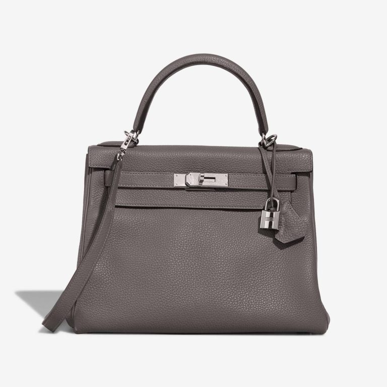 Hermès Kelly 28 Clémence Gris Meyer Front | Sell your designer bag