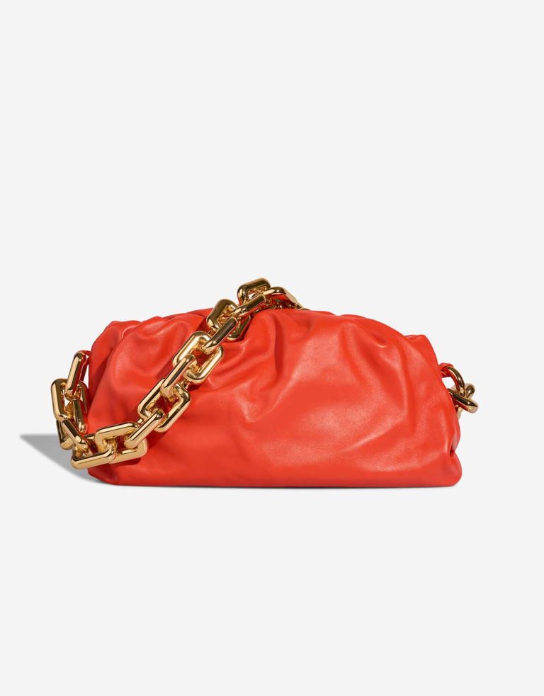 Bottega Veneta Chain Pouch Medium Calf Orange Front | Sell your designer bag