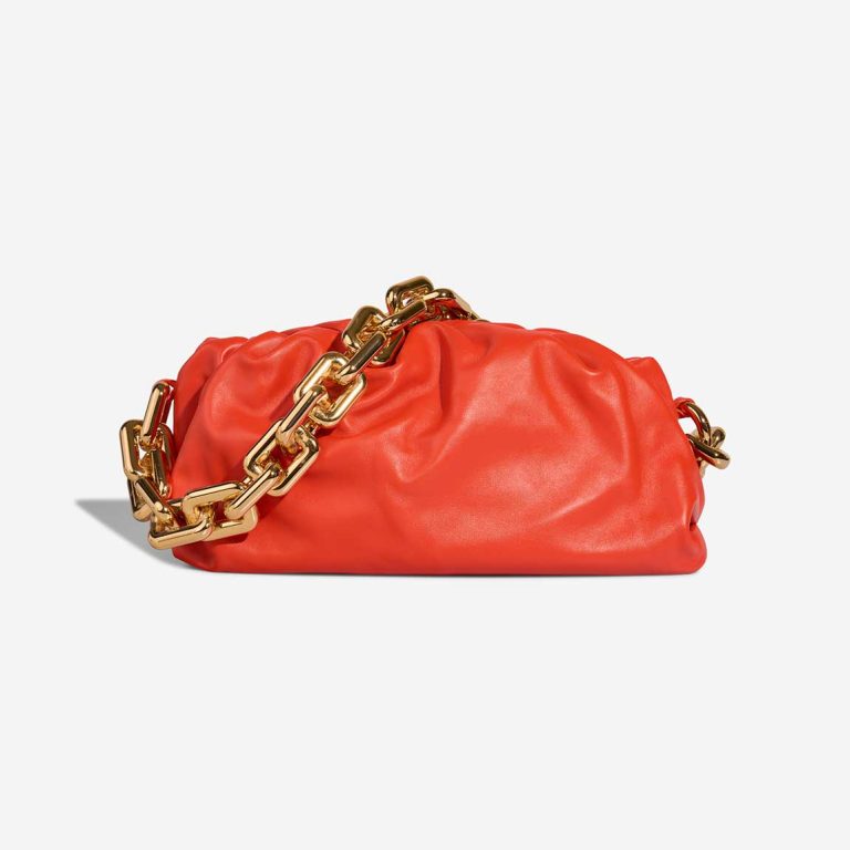 Bottega Veneta Chain Pouch Medium Calf Orange Front | Sell your designer bag