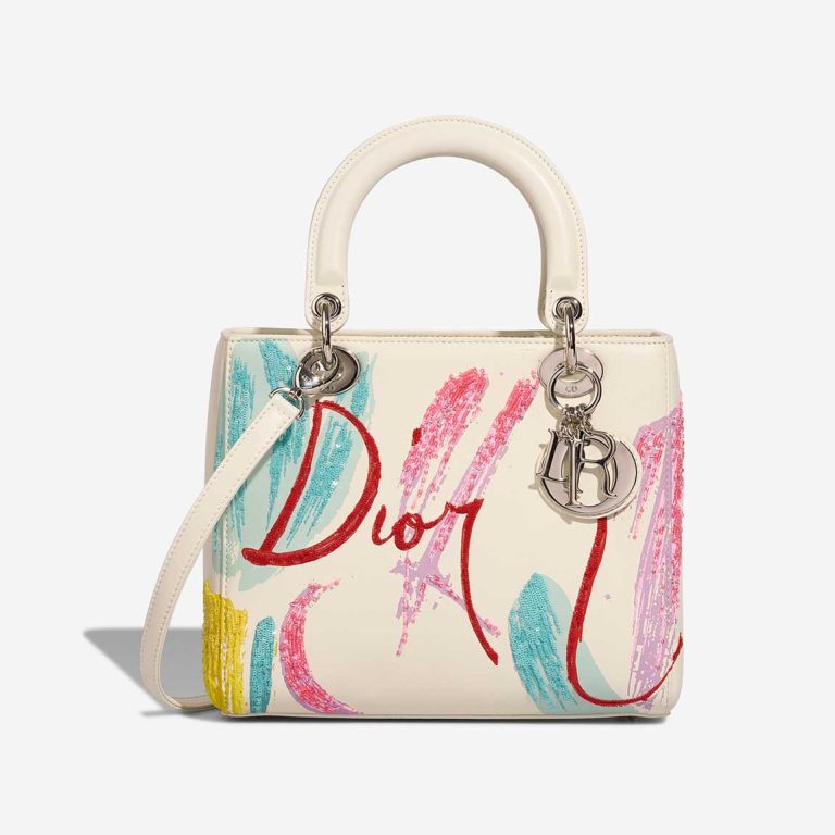 Dior Lady Medium Calf / Sequins White / Multicolour Front | Sell your designer bag