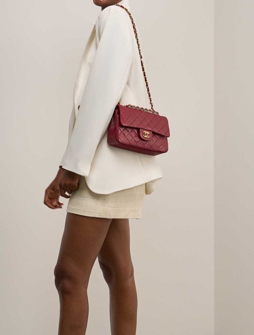 Chanel Timeless Small Lamb Red on Model | Sell your designer bag