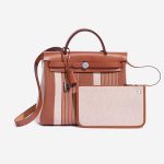 Hermès Herbag 31 Vache Hunter / Toile H Vibration Fauve / Écru / Beige Front | Verkaufen Sie Ihre Designertasche