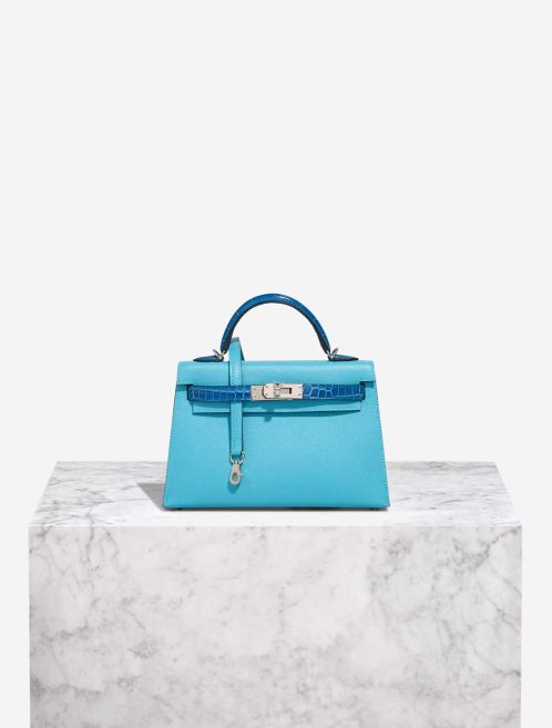 Hermès Kelly Mini Epsom / Alligator Mississippi Bleu du Nord / Zellige Front | Verkaufe deine Designertasche