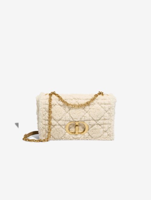 Dior Caro Medium Shearling / Suede White / Brown Front | Sell your designer bag