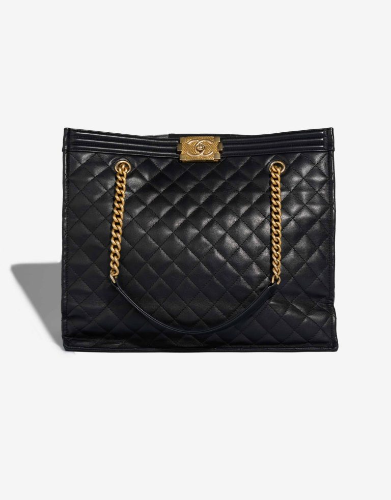 Chanel Boy Shopping Tote Lamb Black Front | Sell your designer bag