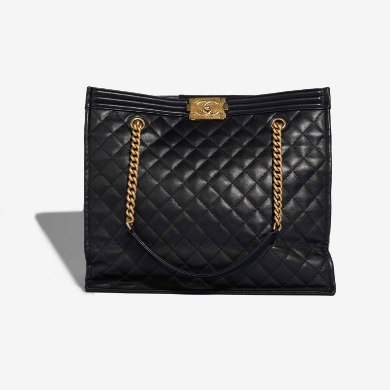 Chanel Boy Shopping Tote Lamb Black Front | Sell your designer bag