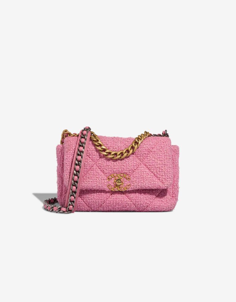 Chanel 19 à rabat Bag Tweed Pink Front | Vendez votre sac de créateur