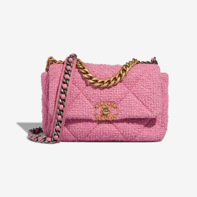 Chanel 19 Flap Bag Tweed Pink Front | Sell your designer bag