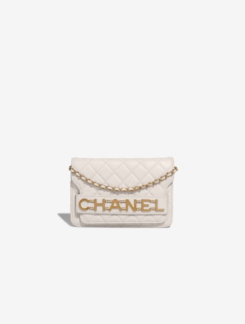 Chanel Enchained Wallet On Chain Calf White Front | Sell your designer bag