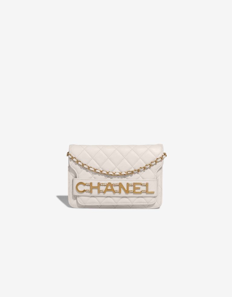 Chanel Enchained Wallet On Chain Calf White Front | Sell your designer bag