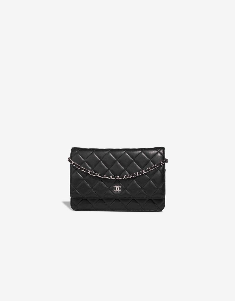 Chanel Timeless Wallet On Chain  Lammleder  Schwarz Front | Verkaufen Sie Ihre Designer-Tasche