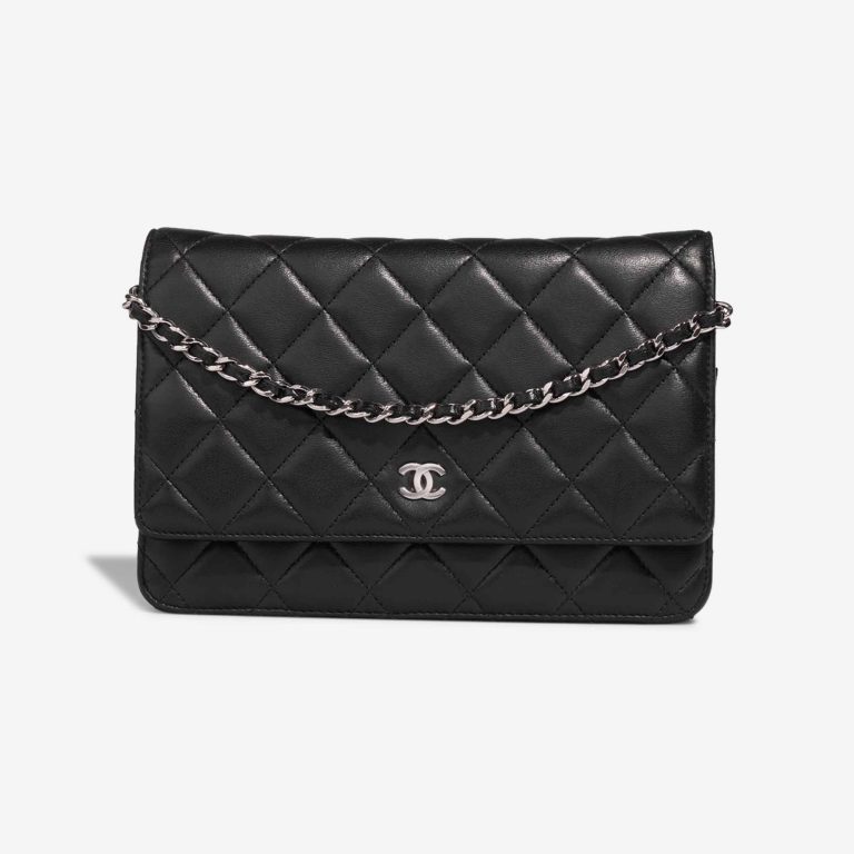 Chanel Timeless Wallet On Chain  Lammleder  Schwarz Front | Verkaufen Sie Ihre Designer-Tasche