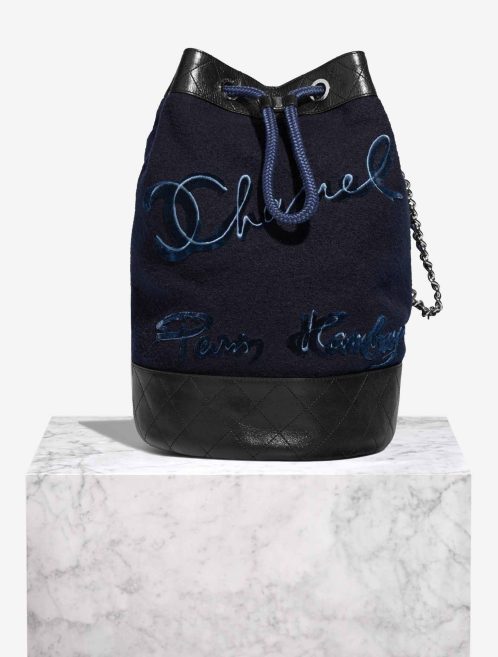 Chanel Backpack Wool / Lamb Blue / Black Front | Sell your designer bag