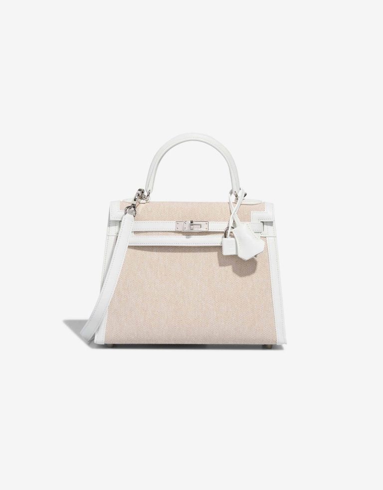 Hermès Kelly 25 Swift / Toile New White / Écru / Beige Front | Verkaufen Sie Ihre Designer-Tasche