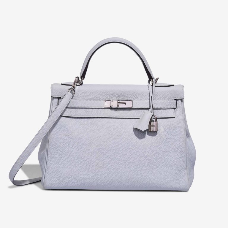 Hermès Kelly 32 Taurillon Clémence Bleu Pale Front Vendez votre sac de créateur