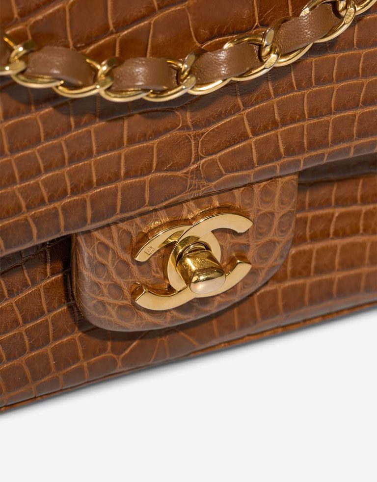 Chanel Timeless Medium Alligator Brown Closing System | Sell your designer bag