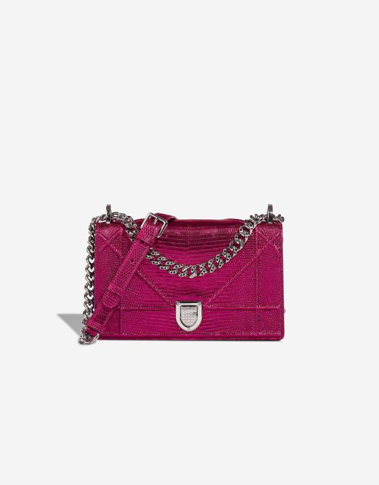 Dior Diorama Small Lizard Hot Pink Front | Sell your designer bag