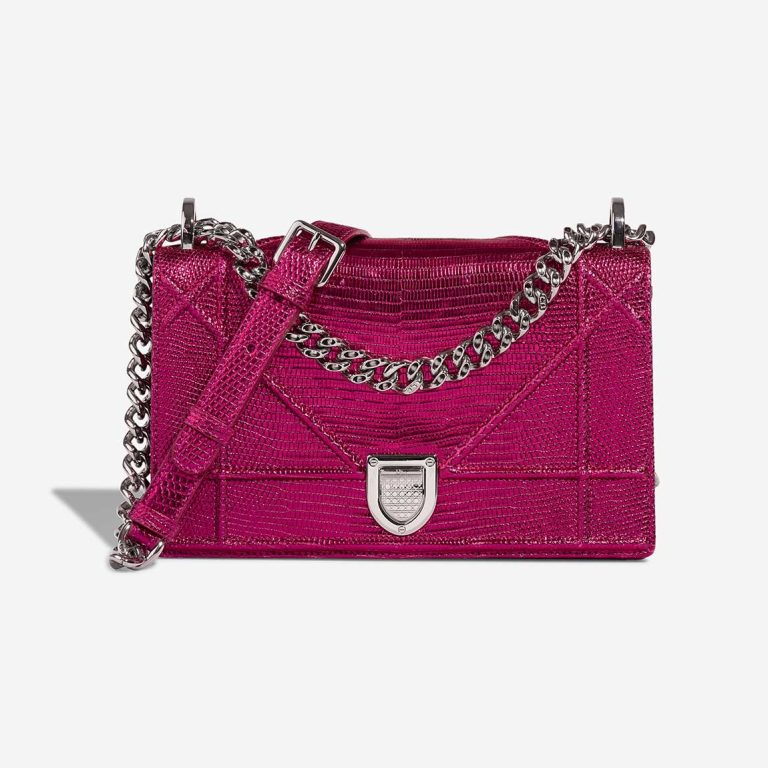 Dior Diorama Small Lizard Hot Pink Front | Sell your designer bag