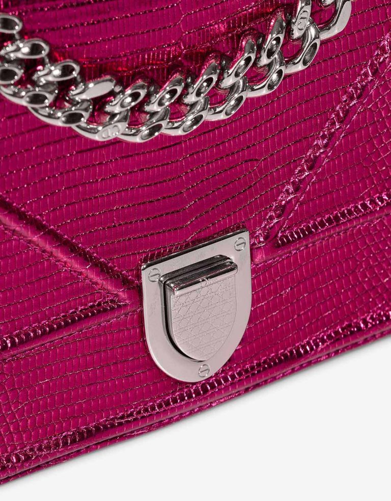 Dior Diorama Small Lizard Hot Pink Closing System | Sell your designer bag