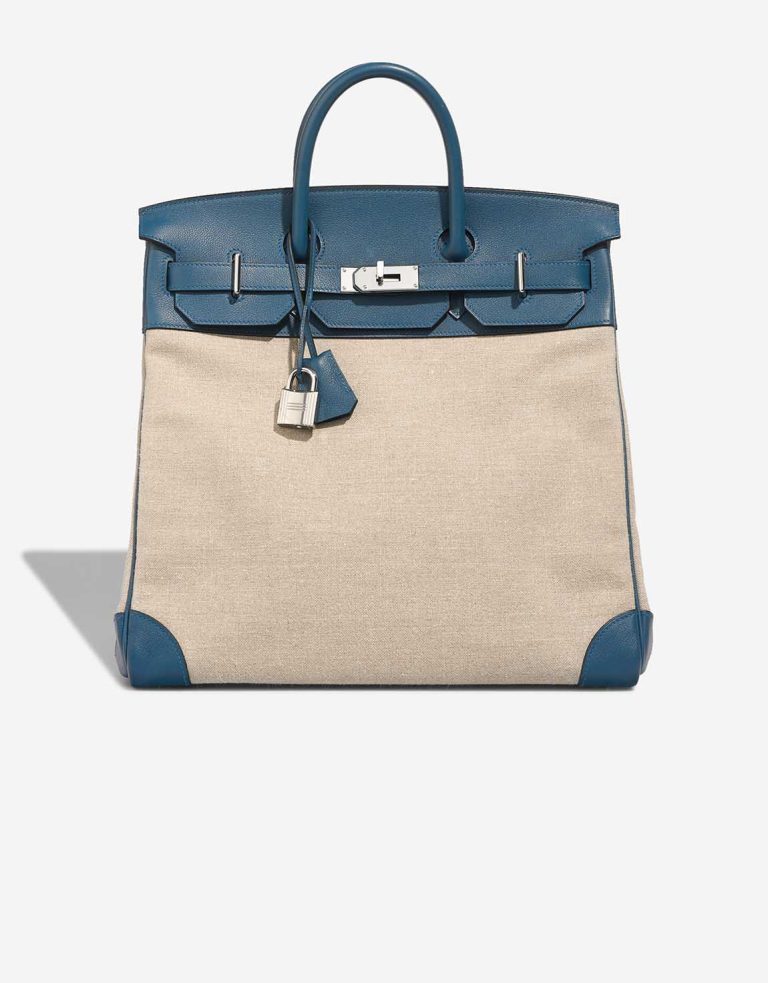 Hermès Haut à Courroies 50 Toile / Veau Evergrain Colvert / Naturel Front | Verkaufe deine Designertasche