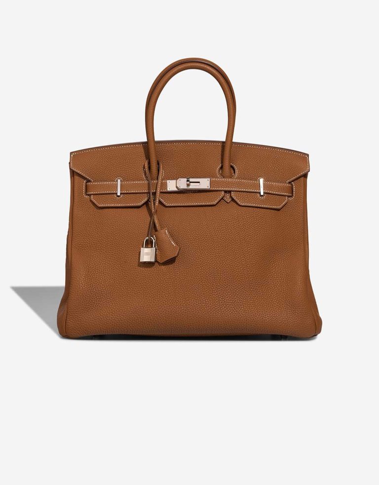 Hermès Birkin 35 Clémence Gold Front | Sell your designer bag