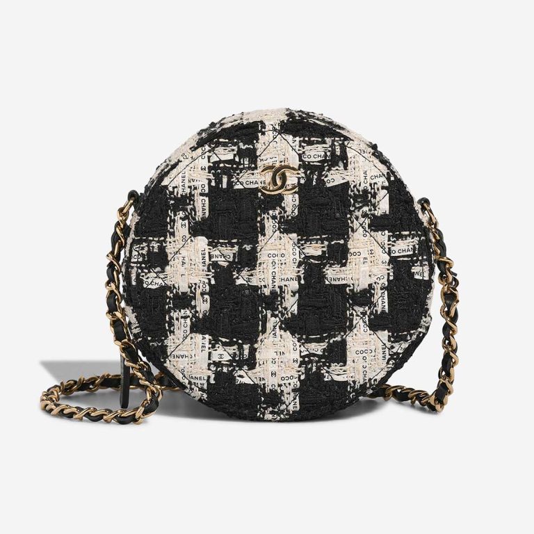 Chanel Round Clutch Tweed Black / White Front | Sell your designer bag