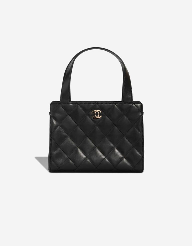 Chanel Timeless Handle Medium Lammleder Schwarz Front | Verkaufen Sie Ihre Designer-Tasche