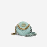 Chanel 19 Round Clutch Lamb Blue Front | Sell your designer bag