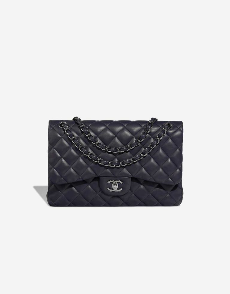 Chanel Timeless Jumbo Lamb Dark Blue Front | Sell your designer bag