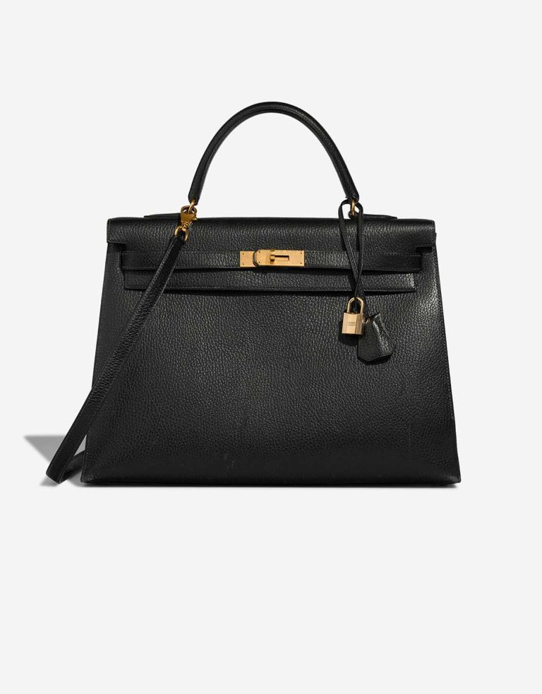 Hermès Kelly 35 Ardennes Schwarz Front | Verkaufen Sie Ihre Designer-Tasche