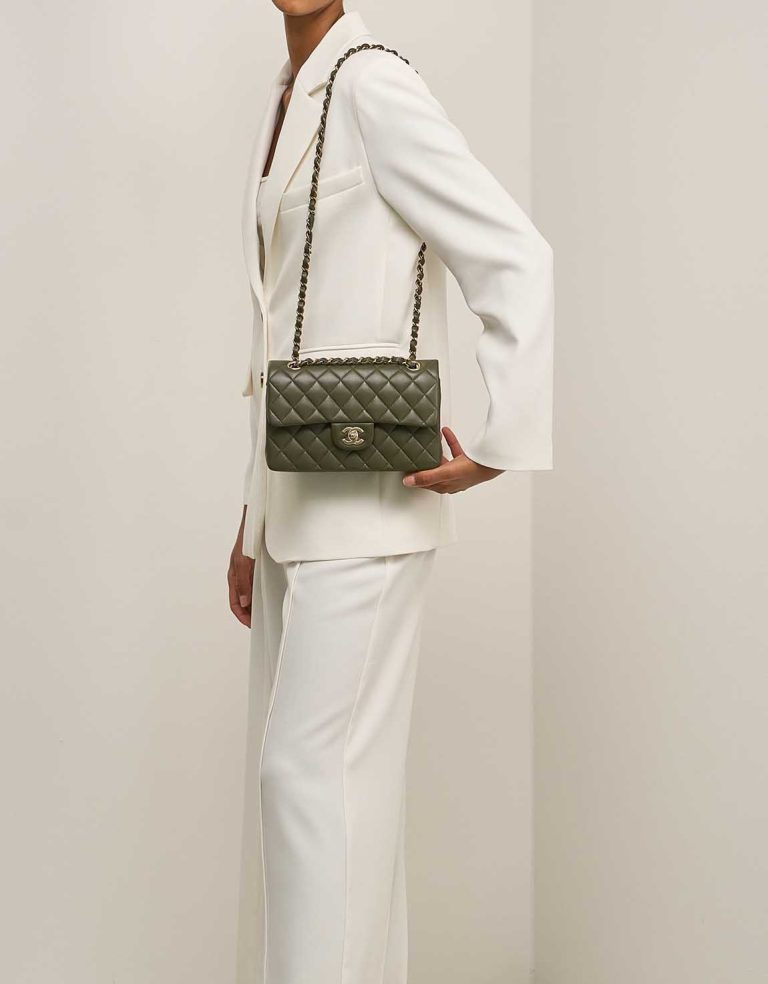 Chanel Timeless Small Lamb Khaki Front | Sell your designer bag