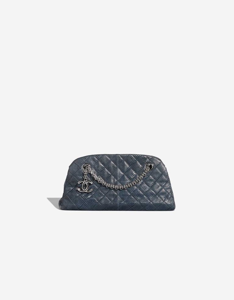 Chanel Bowling Mademoiselle Snake Blue Front | Sell your designer bag