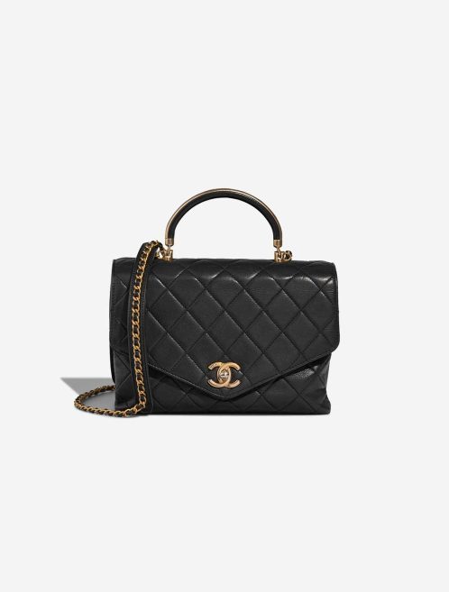 Chanel Timeless Handle Medium Kalbsleder Schwarz Front | Verkaufen Sie Ihre Designer-Tasche