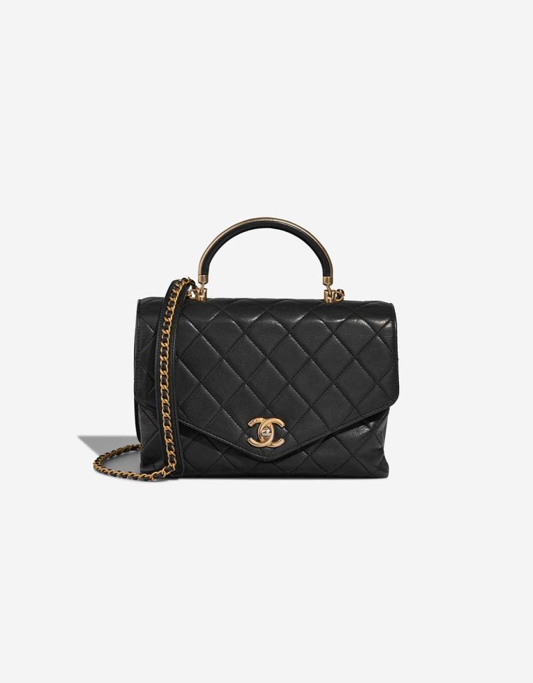 Chanel Timeless Handle Medium Kalbsleder Schwarz Front | Verkaufen Sie Ihre Designer-Tasche