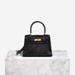 Hermès Kelly Mini Porosus Krokodil Schwarz Front | Verkaufen Sie Ihre Designer-Tasche