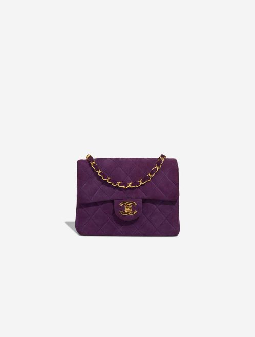 Chanel Timeless Mini Square Suede Violet Front | Sell your designer bag