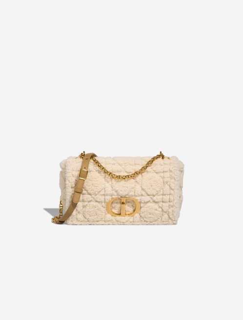 Dior Caro Medium Shearling / Suede White / Brown Front | Sell your designer bag