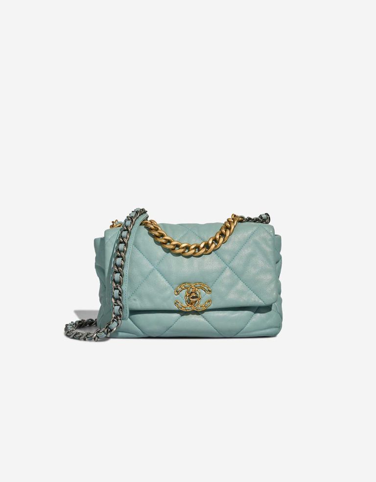 Chanel 19 Flap Bag Lammleder Türkis Front | Verkaufen Sie Ihre Designer-Tasche