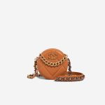 Chanel 19 Round Clutch Lamb Brown Front | Sell your designer bag